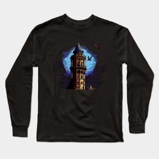 Galata Tower Pixel Art Long Sleeve T-Shirt